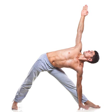 Posture de yoga homme d'étirement latéral